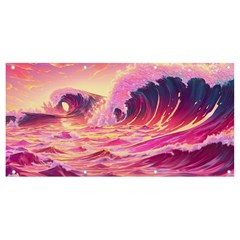 Waves Ocean Sea Tsunami Nautical Red Yellow Banner And Sign 8  X 4  by uniart180623