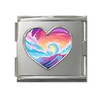 Waves Ocean Sea Tsunami Nautical Mega Link Heart Italian Charm (18mm) Front