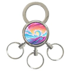 Waves Ocean Sea Tsunami Nautical 3-ring Key Chain by uniart180623