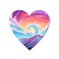 Waves Ocean Sea Tsunami Nautical Heart Magnet by uniart180623