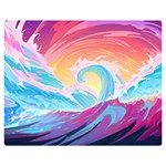 Waves Ocean Sea Tsunami Nautical Two Sides Premium Plush Fleece Blanket (Medium) 60 x50  Blanket Back