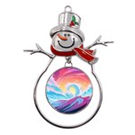 Waves Ocean Sea Tsunami Nautical Metal Snowman Ornament Front