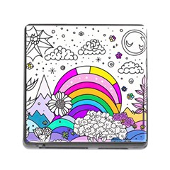 Rainbow Fun Cute Minimal Doodle Drawing Art Memory Card Reader (square 5 Slot) by uniart180623