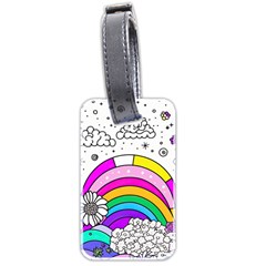 Rainbow Fun Cute Minimal Doodle Drawing Art Luggage Tag (two Sides) by uniart180623