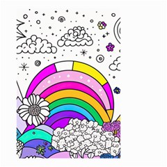 Rainbow Fun Cute Minimal Doodle Drawing Art Small Garden Flag (two Sides) by uniart180623