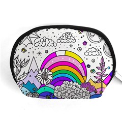 Rainbow Fun Cute Minimal Doodle Drawing Art Accessory Pouch (medium) by uniart180623