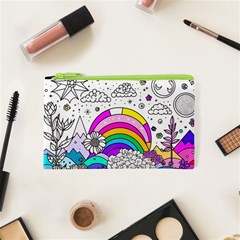 Rainbow Fun Cute Minimal Doodle Drawing Art Cosmetic Bag (xs) by uniart180623