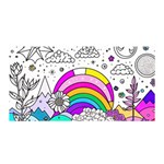 Rainbow Fun Cute Minimal Doodle Drawing Art Satin Wrap 35  x 70  Front