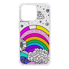 Rainbow Fun Cute Minimal Doodle Drawing Art Iphone 13 Pro Tpu Uv Print Case by uniart180623