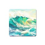 Waves Ocean Sea Tsunami Nautical Art Square Magnet Front