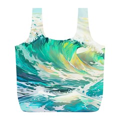 Waves Ocean Sea Tsunami Nautical Art Full Print Recycle Bag (l) by uniart180623