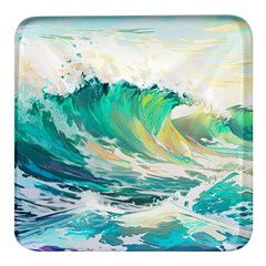 Waves Ocean Sea Tsunami Nautical Art Square Glass Fridge Magnet (4 Pack) by uniart180623