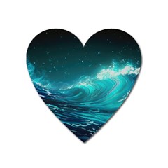 Tsunami Waves Ocean Sea Nautical Nature Water Heart Magnet by uniart180623