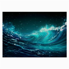 Tsunami Waves Ocean Sea Nautical Nature Water Large Glasses Cloth by uniart180623