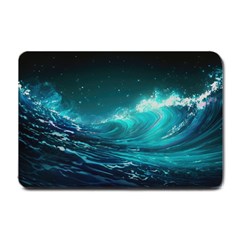 Tsunami Waves Ocean Sea Nautical Nature Water Small Doormat by uniart180623