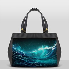 Tsunami Waves Ocean Sea Nautical Nature Water Oversize Office Handbag (2 Sides) by uniart180623