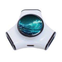 Tsunami Waves Ocean Sea Nautical Nature Water 3-port Usb Hub by uniart180623