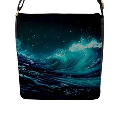 Tsunami Waves Ocean Sea Nautical Nature Water Flap Closure Messenger Bag (l) by uniart180623