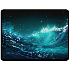 Tsunami Waves Ocean Sea Nautical Nature Water Two Sides Fleece Blanket (large) by uniart180623