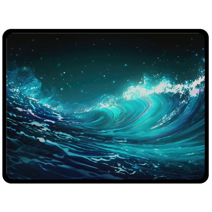 Tsunami Waves Ocean Sea Nautical Nature Water Two Sides Fleece Blanket (Large)