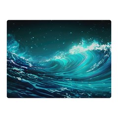 Tsunami Waves Ocean Sea Nautical Nature Water Two Sides Premium Plush Fleece Blanket (mini) by uniart180623