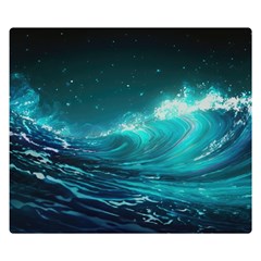 Tsunami Waves Ocean Sea Nautical Nature Water Two Sides Premium Plush Fleece Blanket (small) by uniart180623