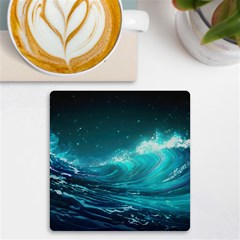 Tsunami Waves Ocean Sea Nautical Nature Water Uv Print Square Tile Coaster  by uniart180623