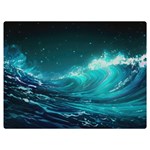 Tsunami Waves Ocean Sea Nautical Nature Water Two Sides Premium Plush Fleece Blanket (Extra Small) 40 x30  Blanket Front