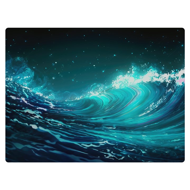 Tsunami Waves Ocean Sea Nautical Nature Water Two Sides Premium Plush Fleece Blanket (Extra Small)