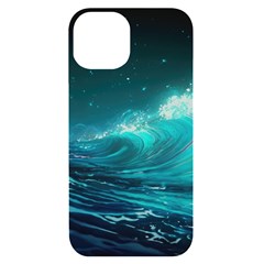 Tsunami Waves Ocean Sea Nautical Nature Water Iphone 14 Black Uv Print Case by uniart180623