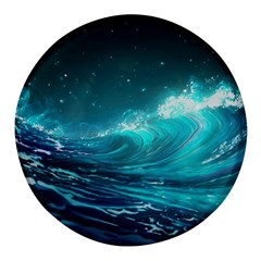 Tsunami Waves Ocean Sea Nautical Nature Water Round Glass Fridge Magnet (4 Pack) by uniart180623