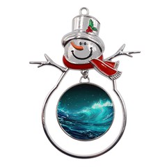 Tsunami Waves Ocean Sea Nautical Nature Water Metal Snowman Ornament by uniart180623