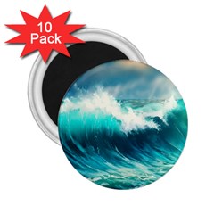 Waves Ocean Sea Tsunami Nautical Painting 2 25  Magnets (10 Pack)  by uniart180623