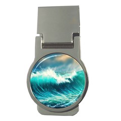 Waves Ocean Sea Tsunami Nautical Painting Money Clips (round)  by uniart180623