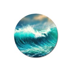 Waves Ocean Sea Tsunami Nautical Painting Magnet 3  (round) by uniart180623