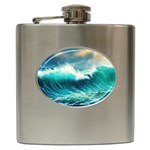 Waves Ocean Sea Tsunami Nautical Painting Hip Flask (6 oz) Front