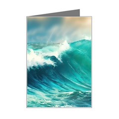 Waves Ocean Sea Tsunami Nautical Painting Mini Greeting Card by uniart180623