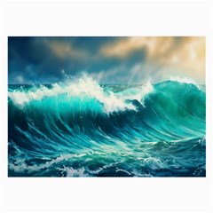 Waves Ocean Sea Tsunami Nautical Painting Large Glasses Cloth by uniart180623