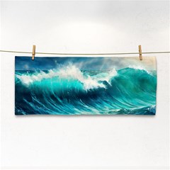 Waves Ocean Sea Tsunami Nautical Painting Hand Towel by uniart180623