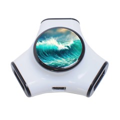 Waves Ocean Sea Tsunami Nautical Painting 3-port Usb Hub by uniart180623