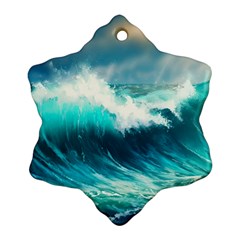 Waves Ocean Sea Tsunami Nautical Painting Ornament (snowflake) by uniart180623