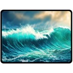 Waves Ocean Sea Tsunami Nautical Painting Two Sides Fleece Blanket (Large) 80 x60  Blanket Front