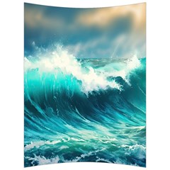 Waves Ocean Sea Tsunami Nautical Painting Back Support Cushion by uniart180623