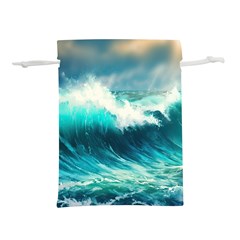 Waves Ocean Sea Tsunami Nautical Painting Lightweight Drawstring Pouch (l) by uniart180623