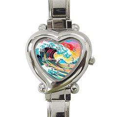 Waves Ocean Sea Tsunami Nautical Arts Heart Italian Charm Watch by uniart180623