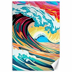 Waves Ocean Sea Tsunami Nautical Arts Canvas 12  X 18  by uniart180623