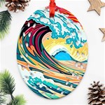 Waves Ocean Sea Tsunami Nautical Arts Oval Filigree Ornament (Two Sides) Back