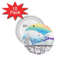 Rainbow Fun Cute Minimal Doodle Drawing Arts 1 75  Buttons (10 Pack) by uniart180623