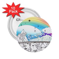 Rainbow Fun Cute Minimal Doodle Drawing Arts 2 25  Buttons (10 Pack)  by uniart180623