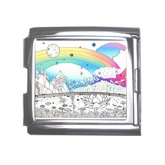 Rainbow Fun Cute Minimal Doodle Drawing Arts Mega Link Italian Charm (18mm) by uniart180623